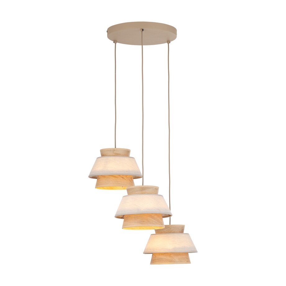 Lampa Wisząca Na Kole Tk Lighting Kalum Len Fornir 3Xe27 Skandynawski, Boho, Japandi