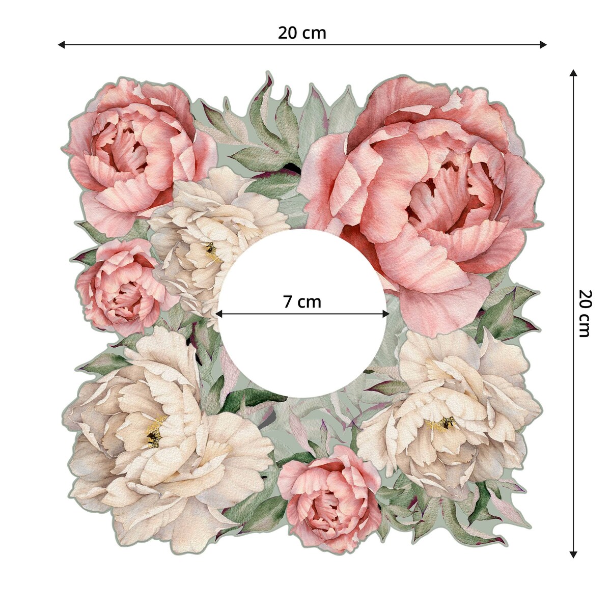 Naklejka Pod Włącznik Kontakt Kwiaty Piwonie Peonie Natura Boho Dla Dzieci 20x20cm