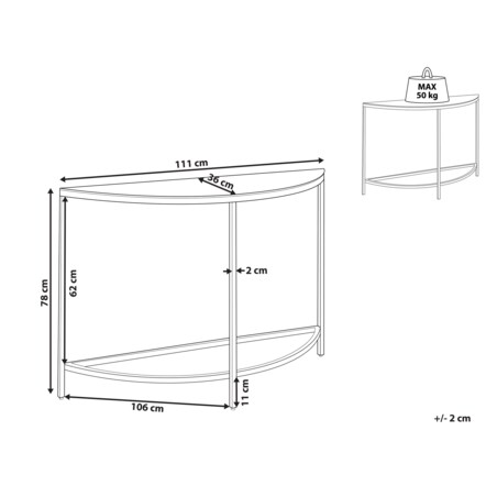 Konsola szklana efekt marmuru biało-złota ORITA