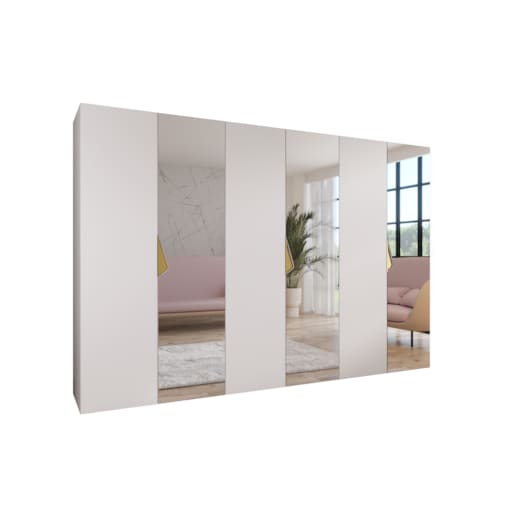 Szafa uchylna z lustrem Sandi 2 300 (3X100) wys 202 cm Biały + u Złoty