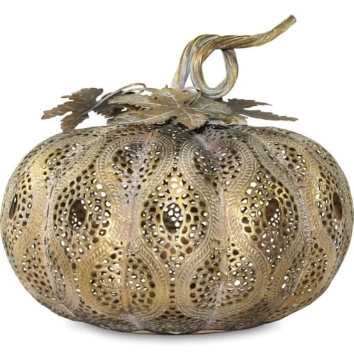Lampion metalowy - ażurowa dynia 26x29x29 cm PUMBAT