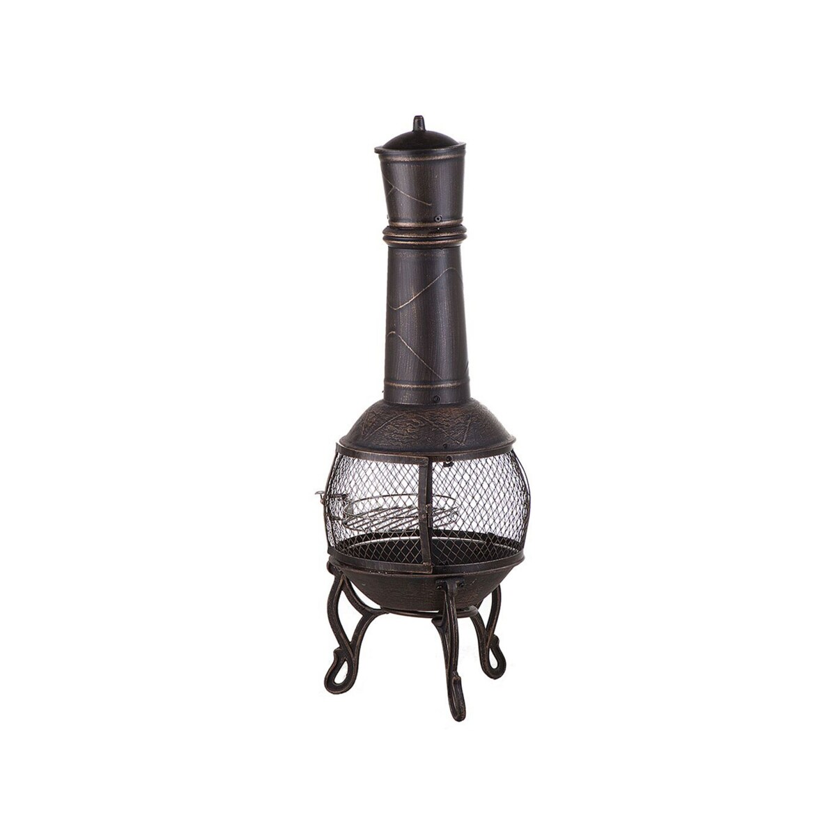 Palenisko ogrodowe z grillem stalowe mosiężne TACORA