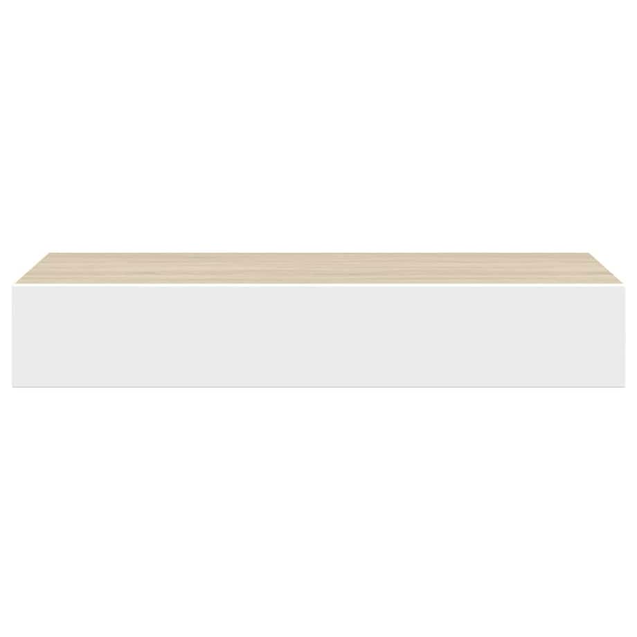 vidaXL Półki ścienne do szuflad 2 szt. Dąb i biel 60x23,5x10cm MDF