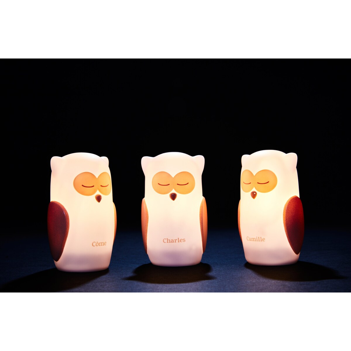 Zestaw 3 lampek nocnych LED - Ścieżka światła OLALA - Sowy