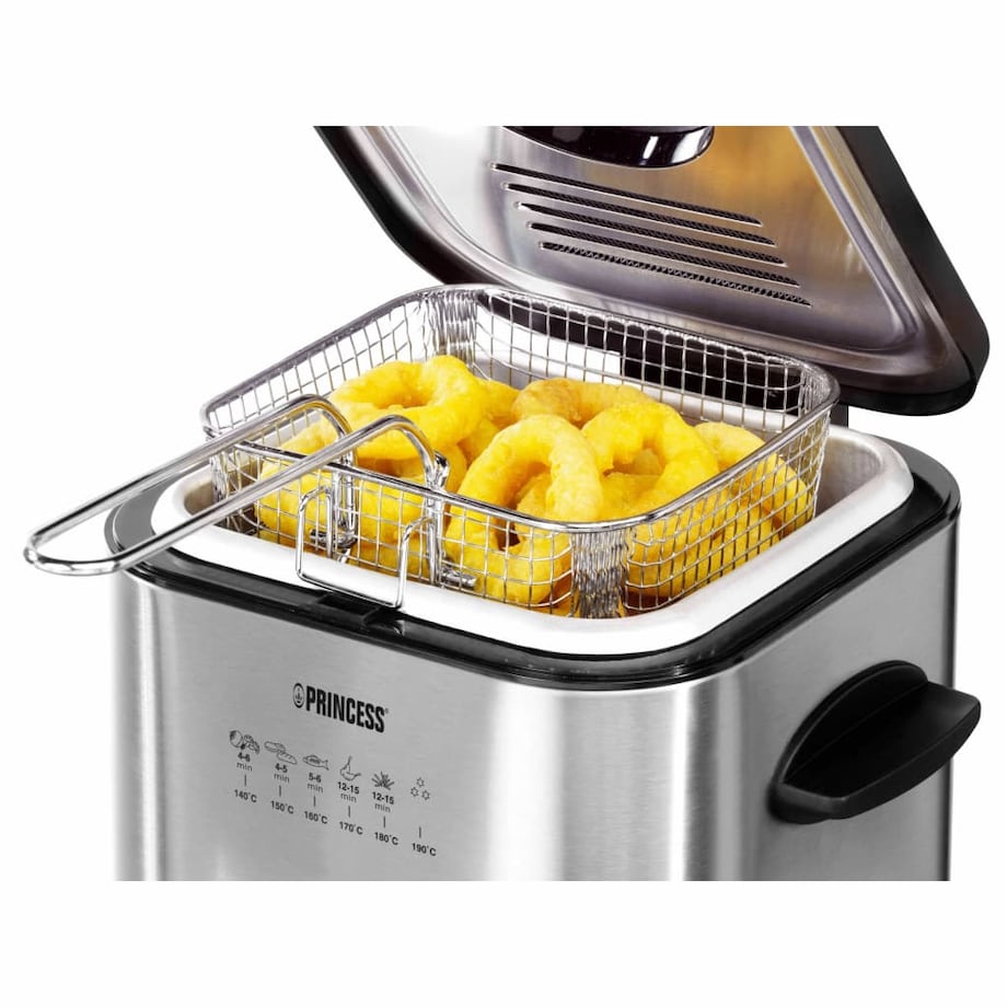Princess Mini frytkownica z fondue, 840 W, 1,2 L, srebrna, 182611