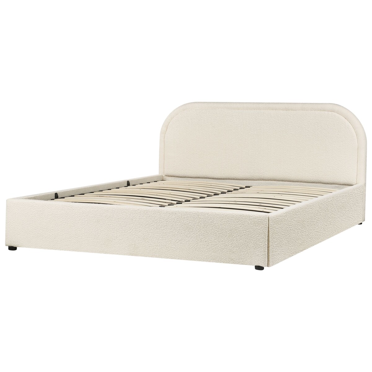 Łóżko z pojemnikiem boucle 160 x 200 cm jasnobeżowe QUILLIEN