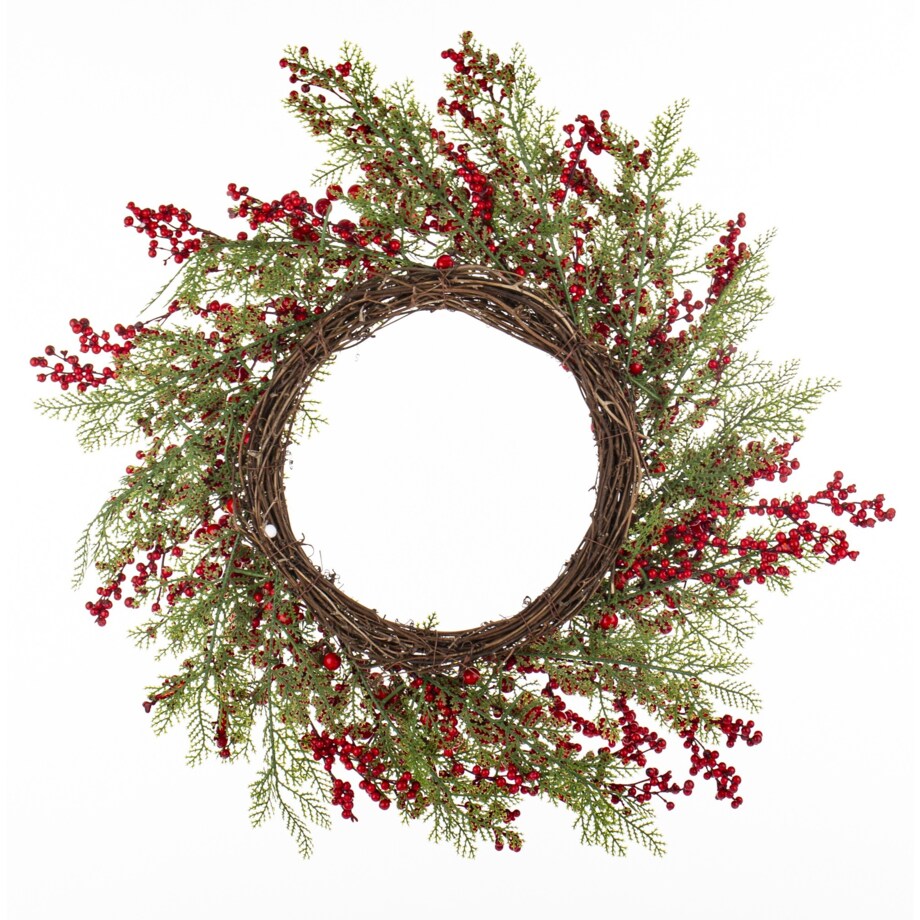 Wianek jesienno-zimowy 55x55x12 cm z jagód berberysu