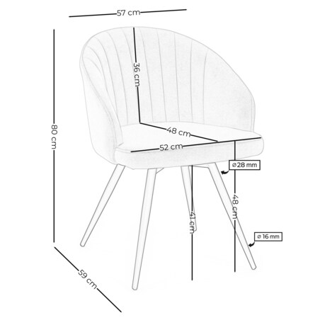 Krzesło tapicerowane obrotowe welurowe do salonu MODENA beżowe