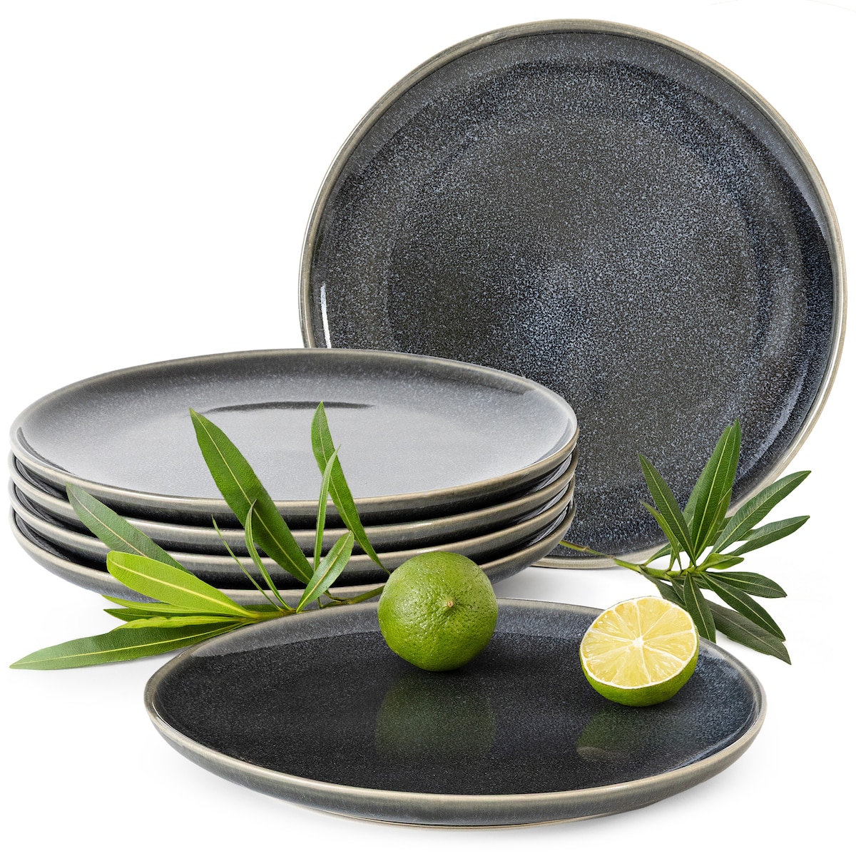 EDA Talerz deserowy 6 szt., niebieski/szary/beżowy