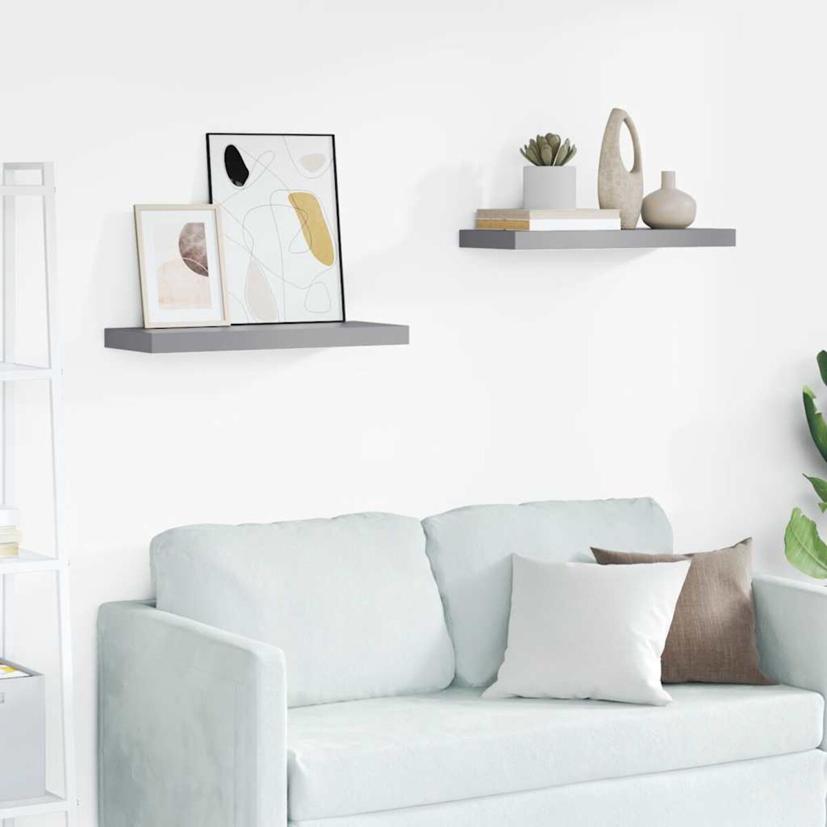 vidaXL Półki ścienne, 2 szt., szare, 60x23,5x3,8 cm, MDF