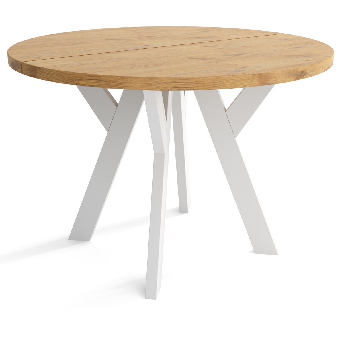 Stół rozkładany okrągły 100/200 - Dąb lancelot + n. białe