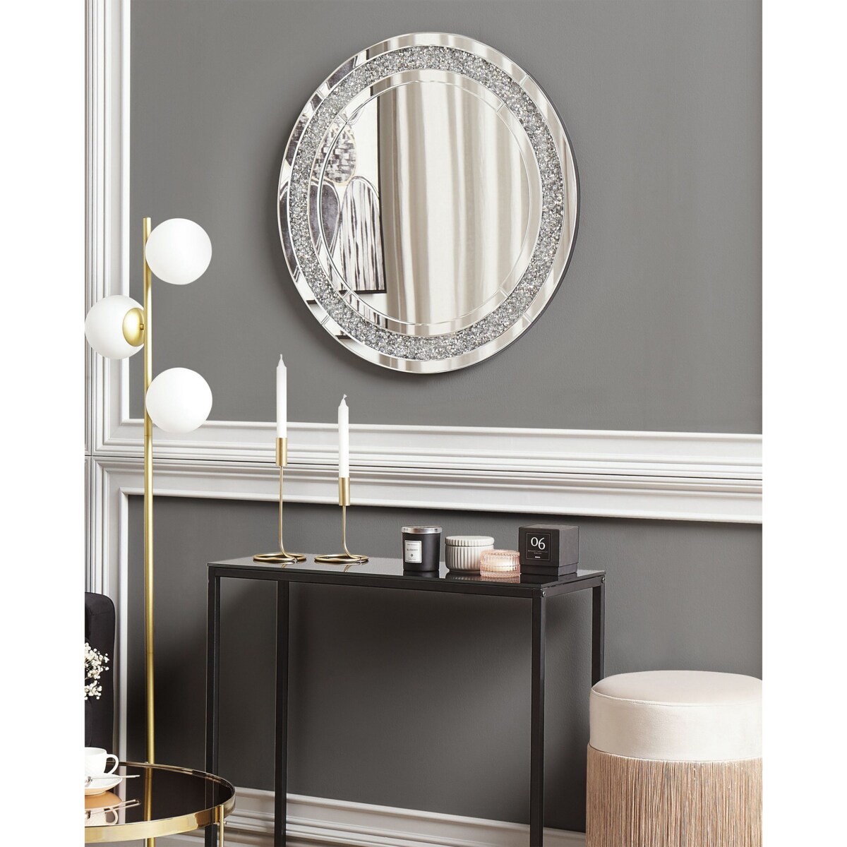 Okrągłe lustro ścienne ø 70 cm srebrne ERBRAY