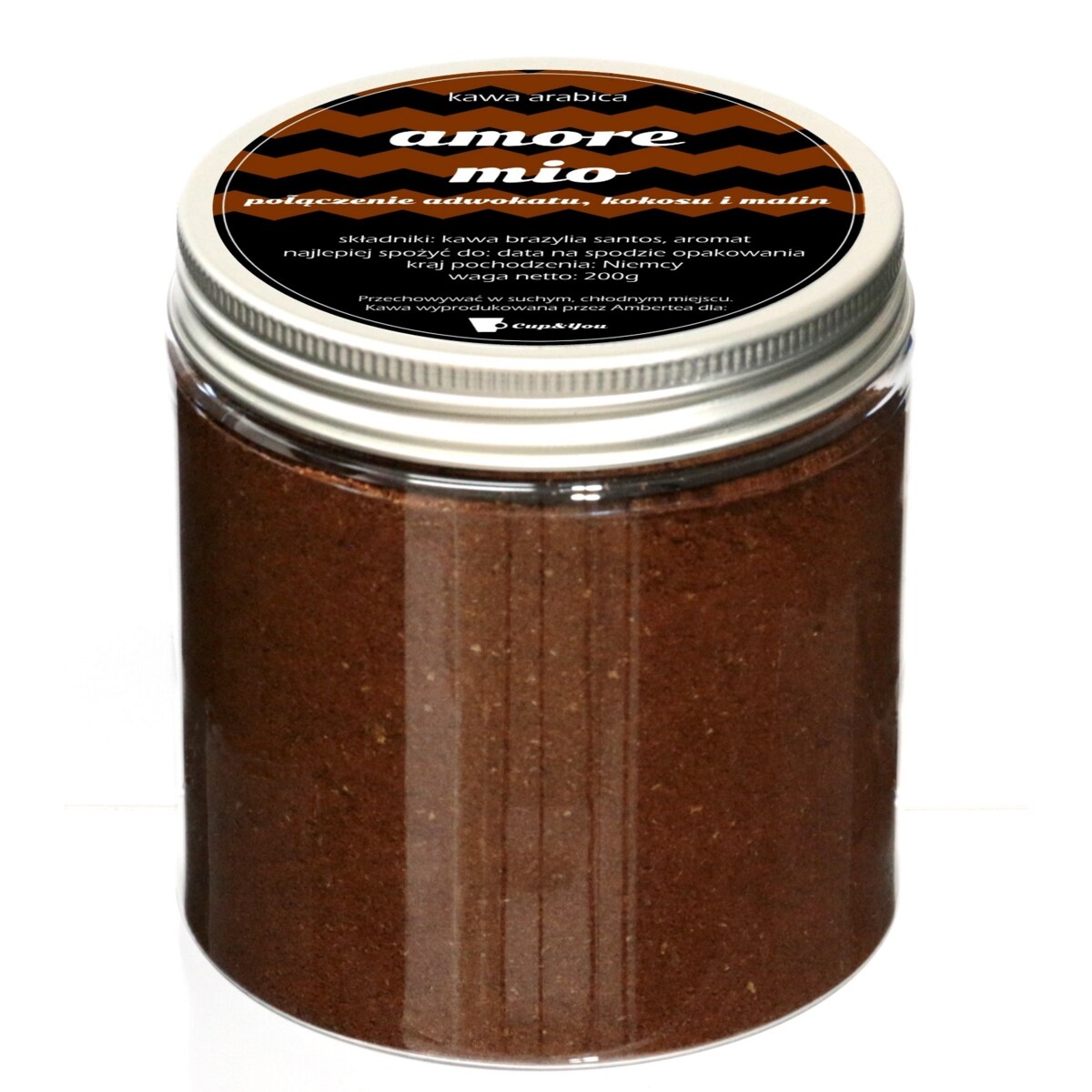 Kawa aromatyzowana AMORE MIO mielona deserowa PREMIUM ARABICA Cup&You 200g na prezent upominek dla kobiety mężczyzny faceta mamy taty żony męża