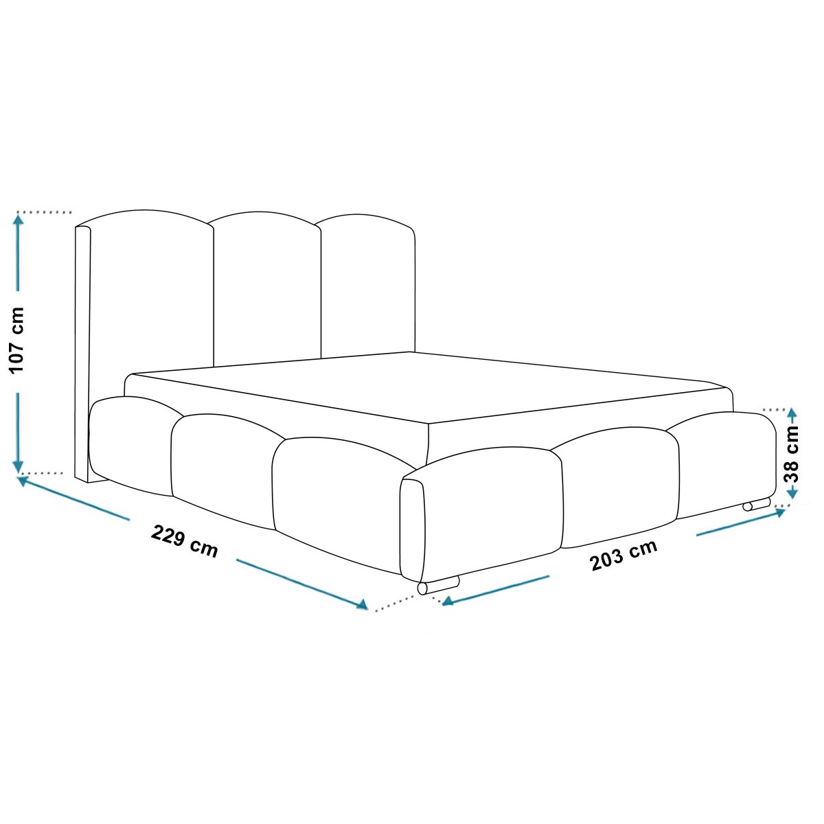 Łóżko do sypialni 180x200 BEN 14 styl nowoczesny- czarne