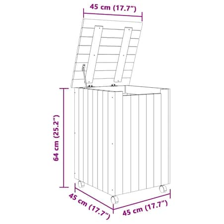 vidaXL Kosz na pranie RANA, z kółkami, 45x45x64 cm, drewno sosnowe