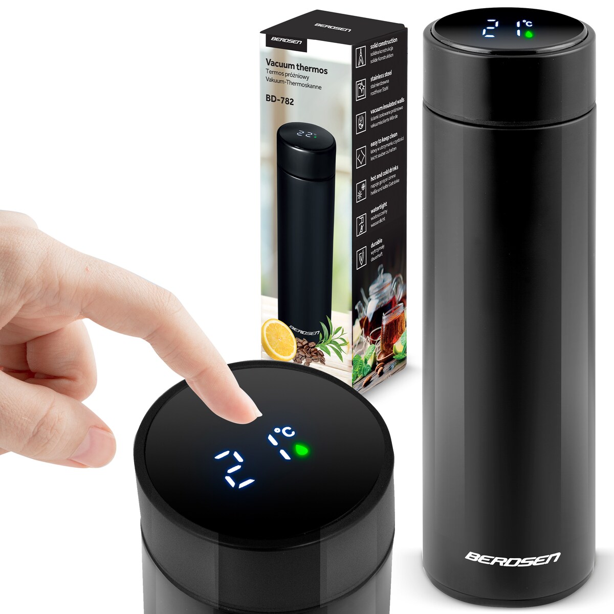 Kubek termiczny z wyświetlaczem termos do samochodu Berdsen