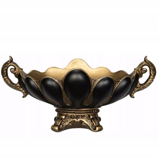 MISA NA OWOCE DEKORACJE OZDOBY PATERA 32cm ZŁOTA CZARNA RETRO MISKA DO DOMU