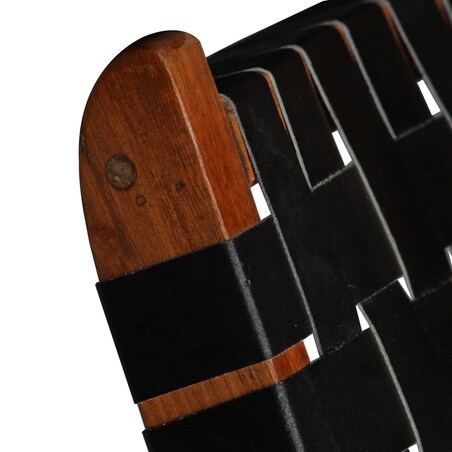 vidaXL Krzesło składane, czarne, skóra naturalna