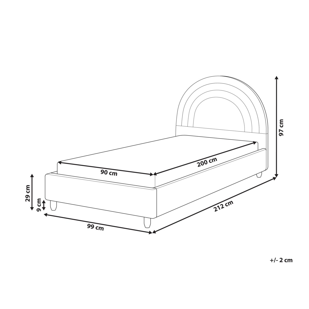 Łóżko dziecięce Tęcza Welur LANDEILLAU 90 x 200 cm Różowy