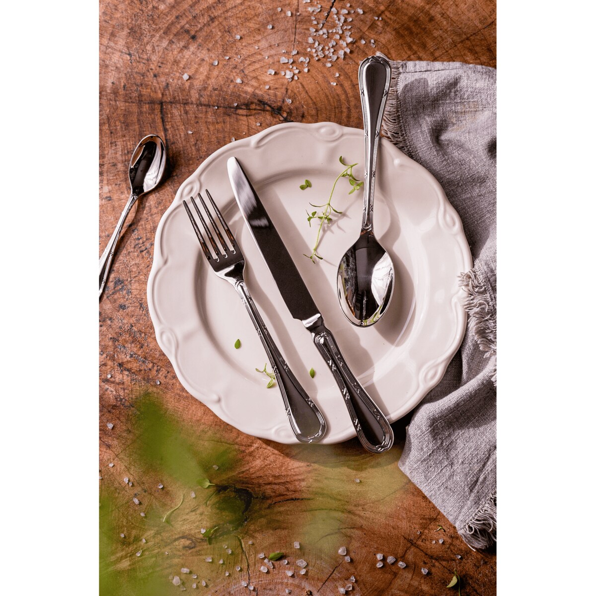 Sztućce srebrne Hibana 48 szt. Japońska stal 18/10 SUS304 Ręcznie polerowane Połysk Ze zdobieniami