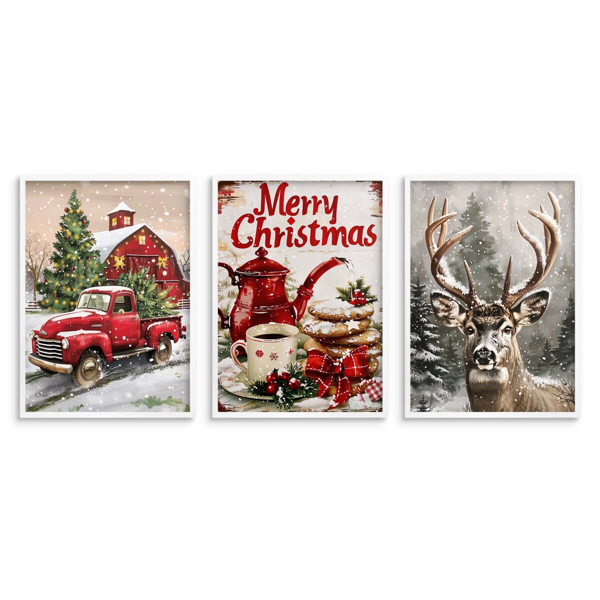 Obrazy Plakaty na ścianę do salonu Boże Narodzenie Święta Choinka Zima