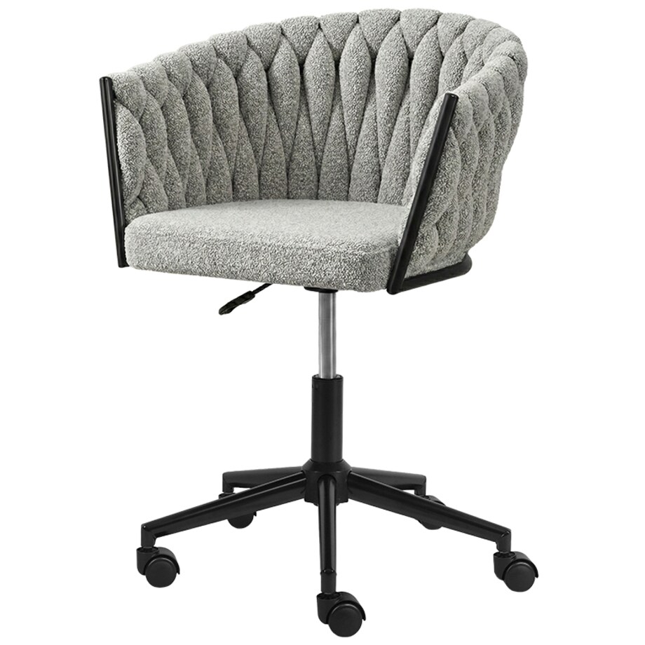 Fotel biurowy obrotowy krzesło biurowe wygodne do biurka regulowany szare tkanina