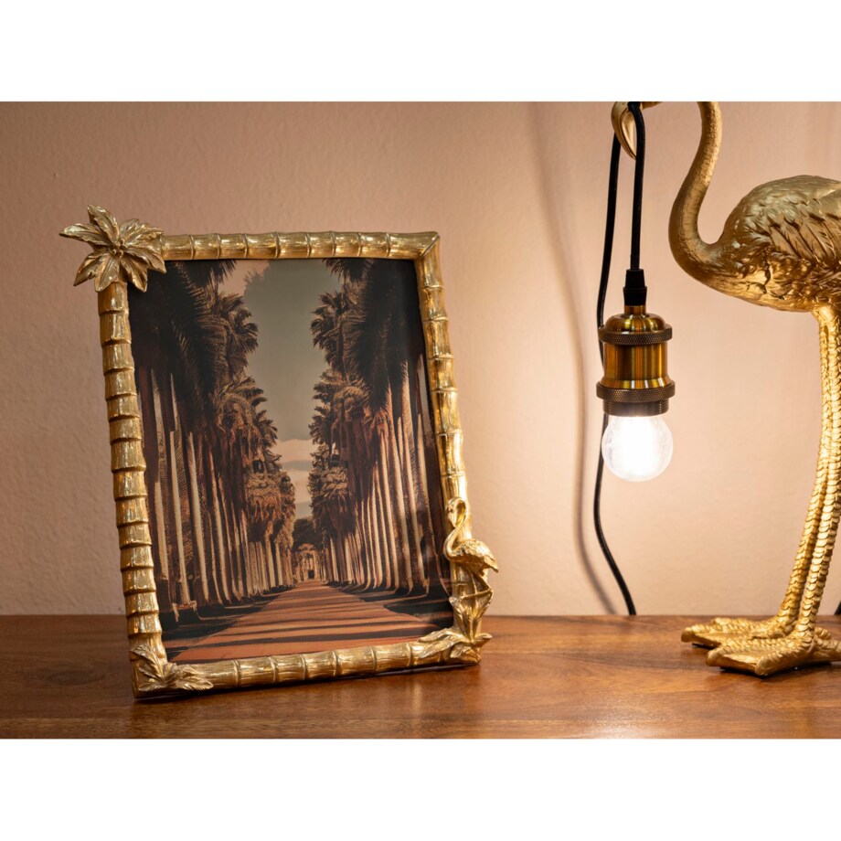 Ramka na zdjęcia Flamingo, zdjęcie 20 x 25 cm, kolor złoty, żywica syntetyczna, rama 30 x 2,8 x 26 cm, na fotografie i portrety, Mauro Ferretti