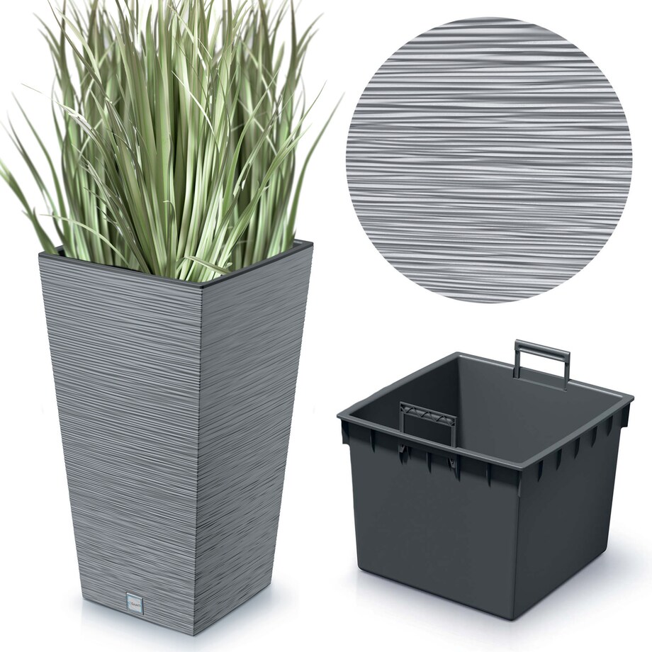 Doniczka Donica Ogrodowa 34,5 Cm Kwadratowa Na Taras Do Ogrodu Domu Szara