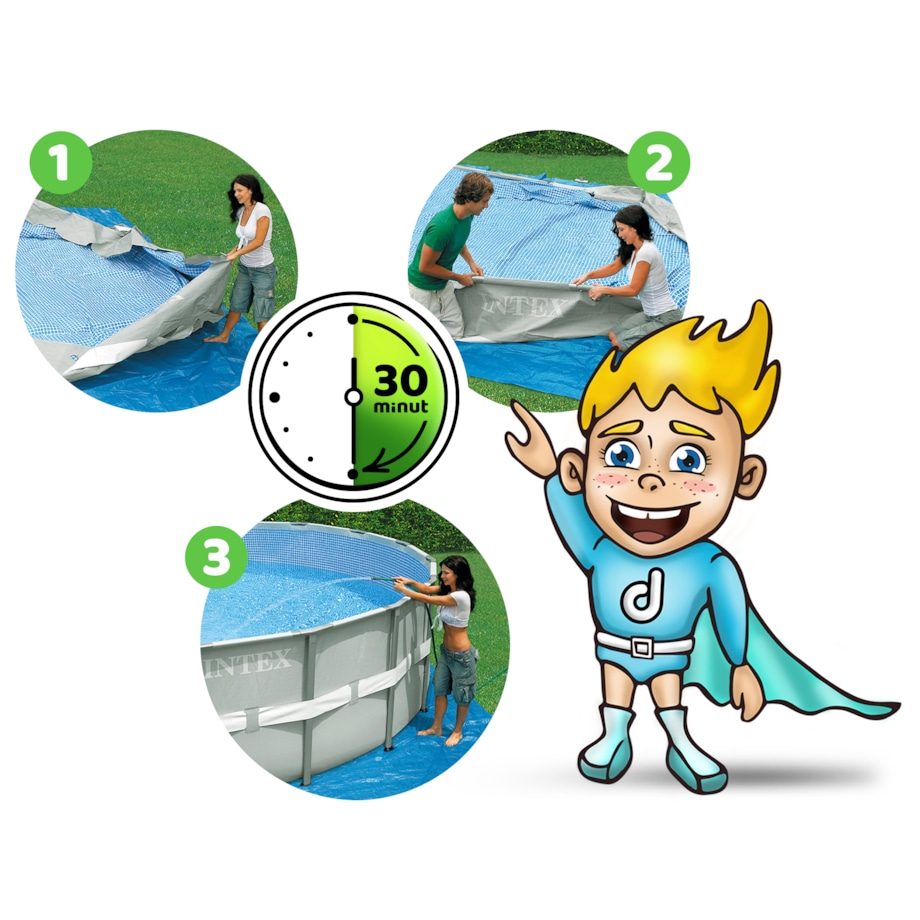 Basen ogrodowy stelażowy Intex 366x76 zestaw 16w1