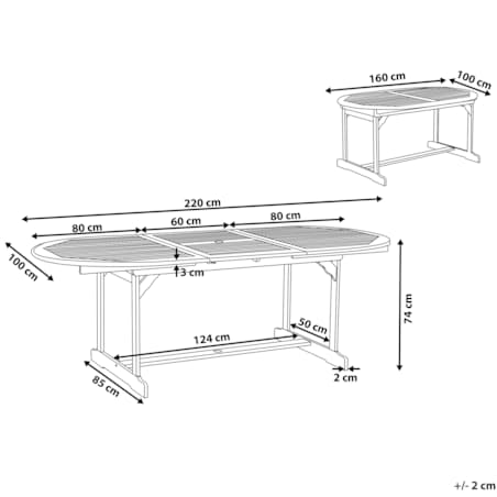 Stół ogrodowy rozkładany MAUI 160/220 cm 100 cm Drewno akacjowe Jasnobrązowy