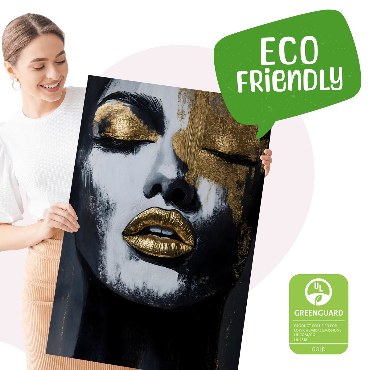 OBRAZ NA PŁÓTNIE DO SALONU PORTRET KOBIETY STYL GLAMOUR ABSTRAKCJA 50x70cm