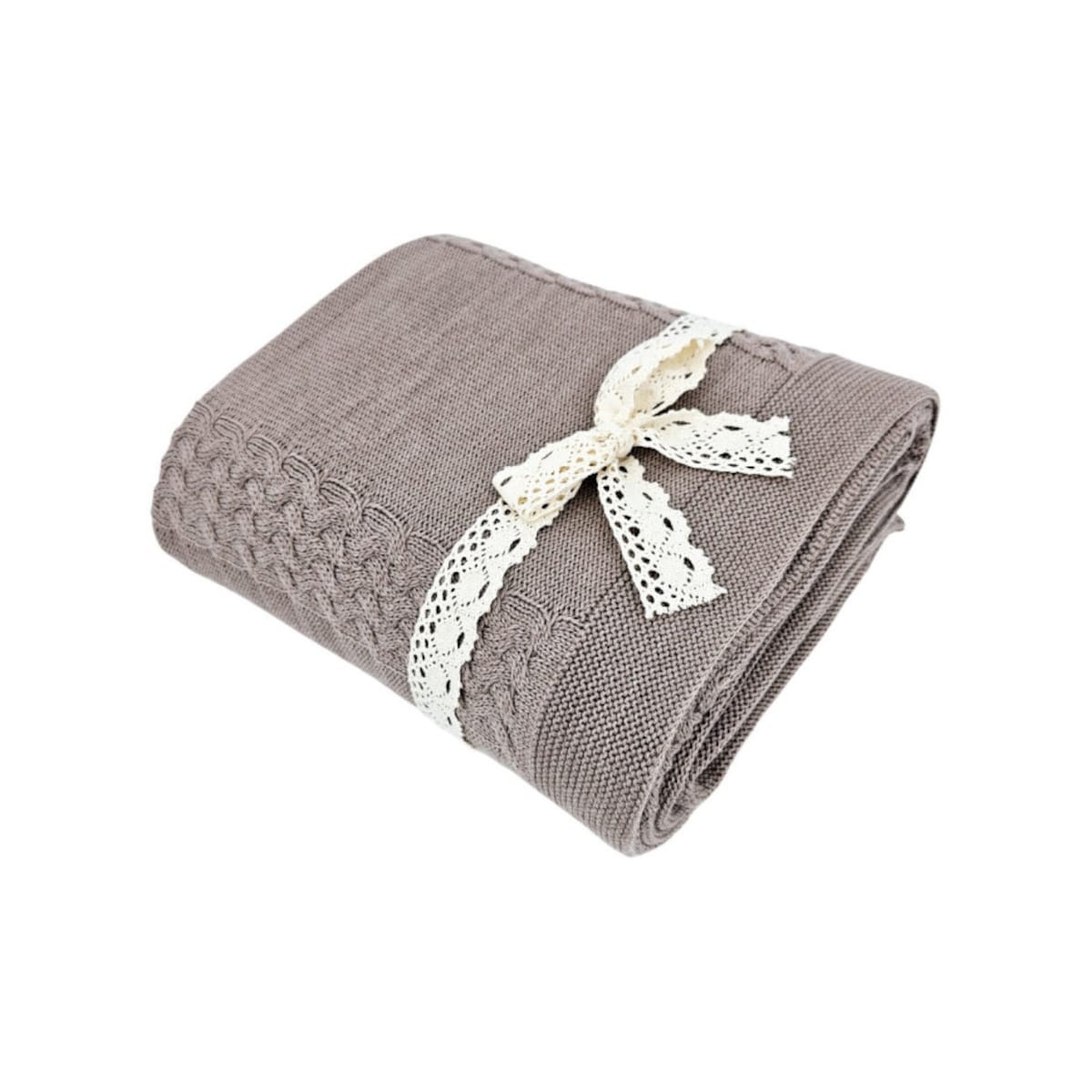 Koc dzianinowy z wełny MERINO 150x200 cm – FLORENCE TAUPE