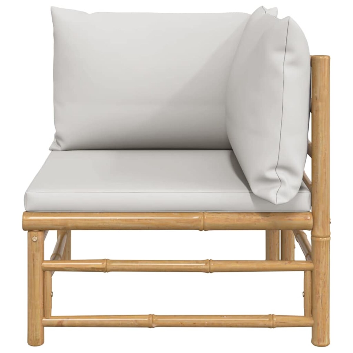 vidaXL Narożna sofa ogrodowa z jasnoszarymi poduszkami, bambusowa