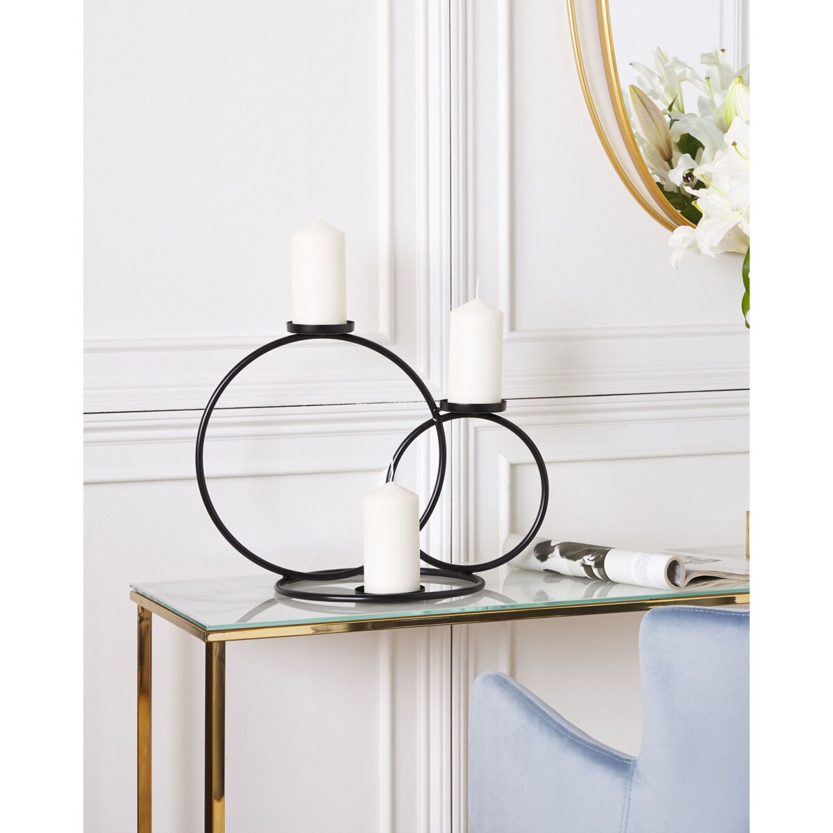 Świecznik metalowy 33 cm czarny CAKUNG