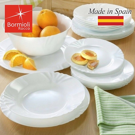 TALERZE DESEROWE EBRO bormioli 6x 20 cm BIAŁE na ciasto desery jedzenie