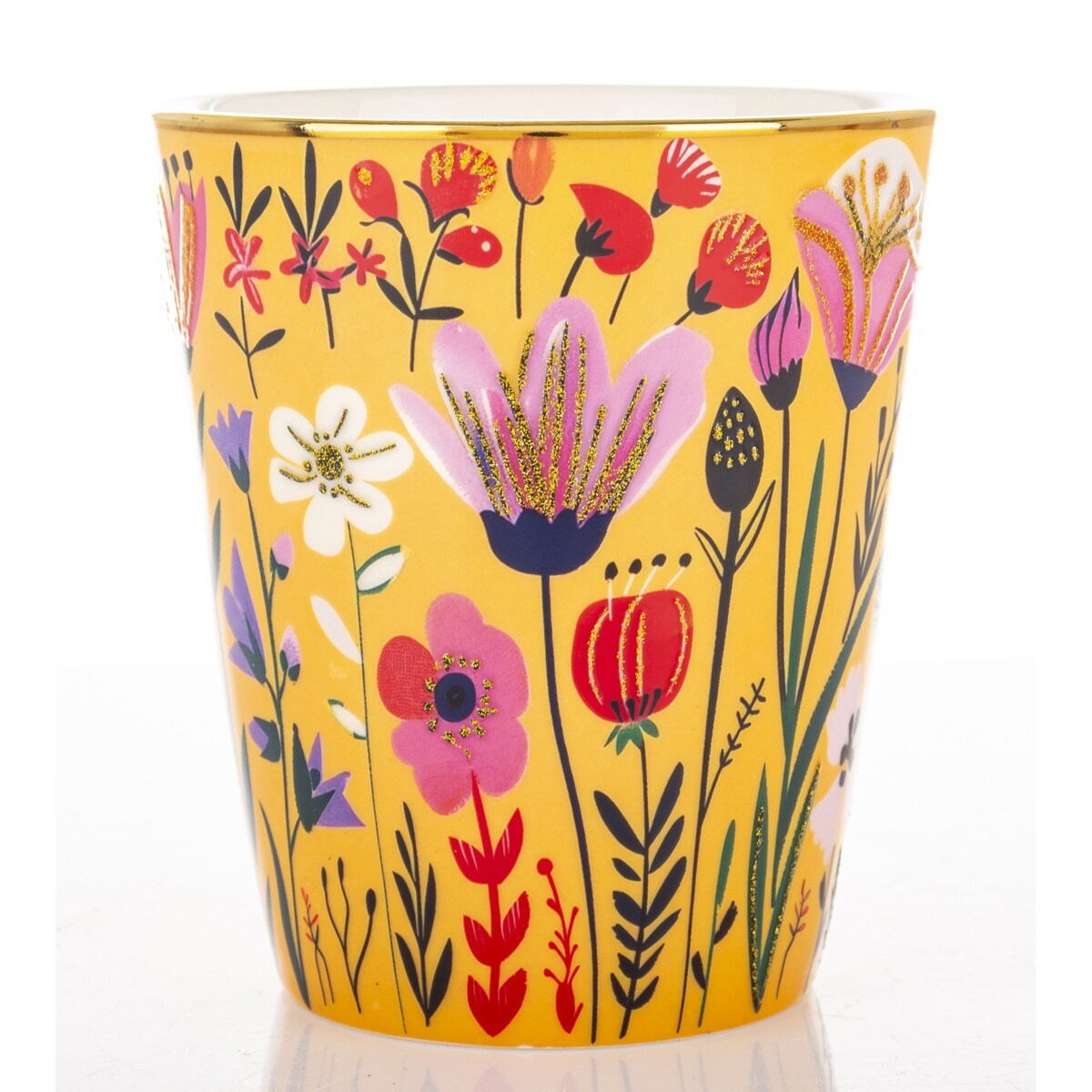 Kubek porcelanowy 300 ml 10x12,5x9 cm BLUMEN-I small żółty