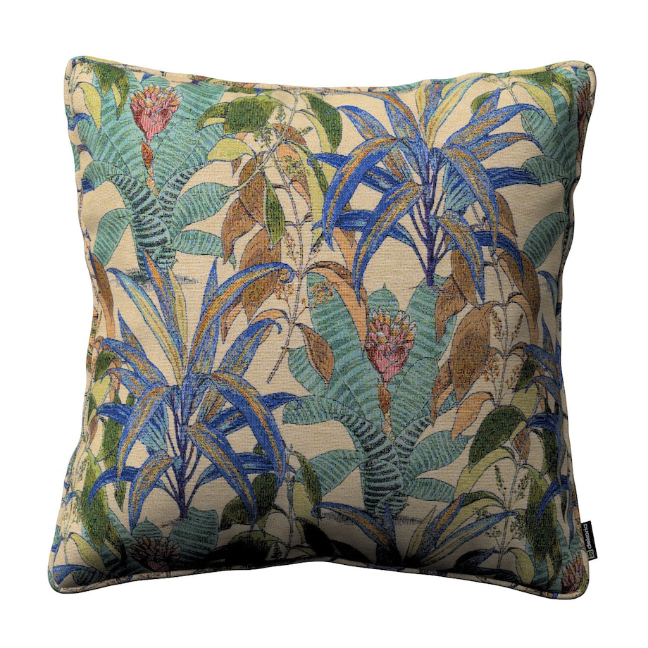 Poszewka Gabi na poduszkę 45x45 zielono-niebieskie motywy roślinne