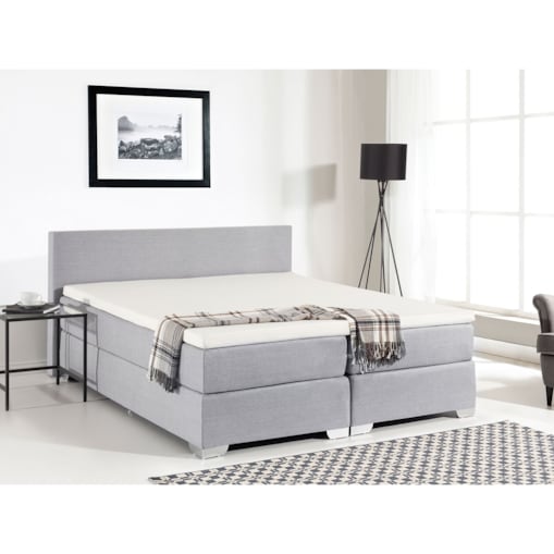 Łóżko kontynentalne tapicerowane 180 x 200 cm jasnoszare PRESIDENT