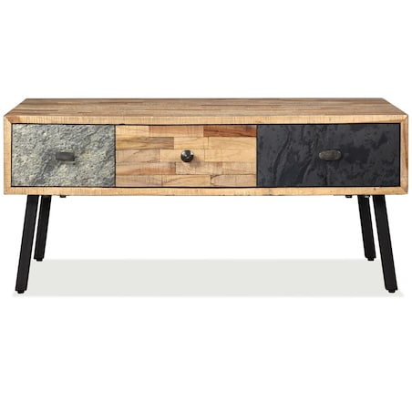 vidaXL Stolik kawowy, drewno tekowe z odzysku, 90 x 65 x 40 cm