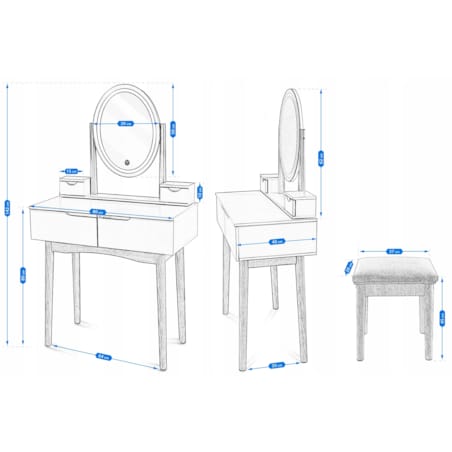 TOALETKA z lustrem LED kosmetyczna skandynawska