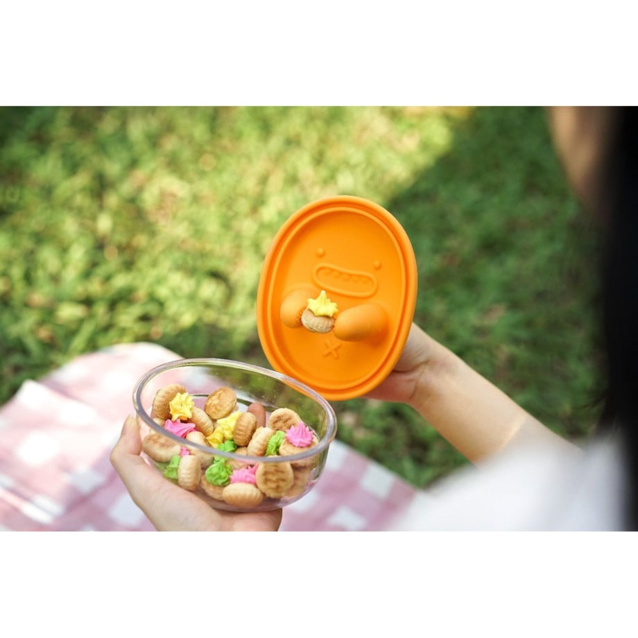 MONCHI FINGER SNACK BOWL innowacyjny pojemnik na przekąski, Tangerine Orange