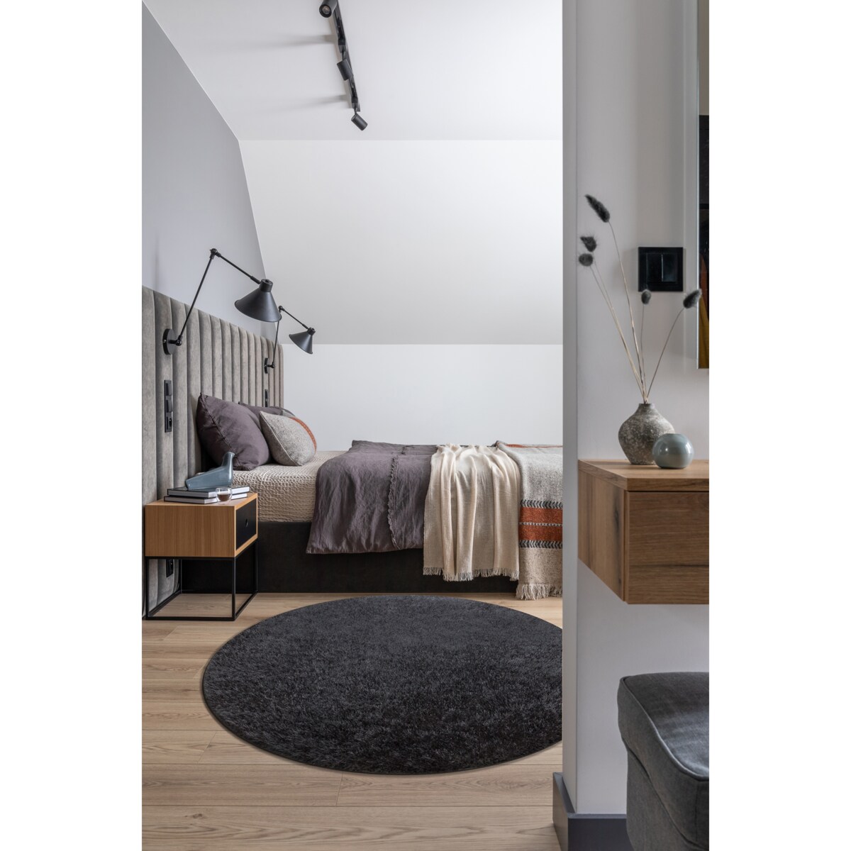 Dywan BUENOS koło 6649 shaggy jednolity, koło 100 cm