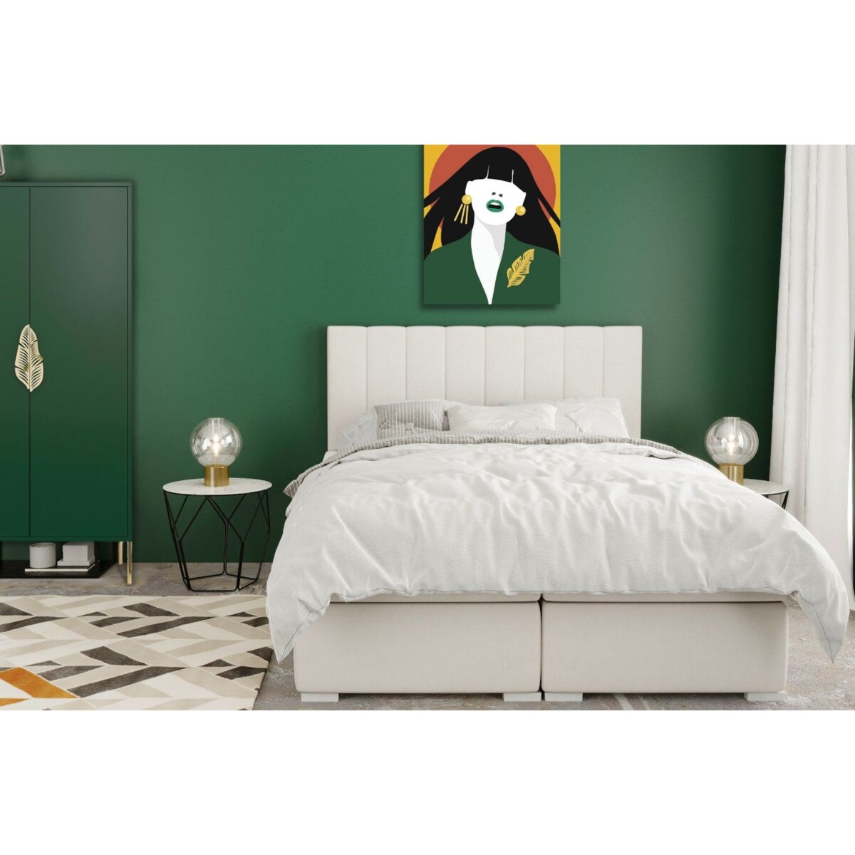 Wysoka zielona komoda ze złotymi dodatkami Skandica MERLIN