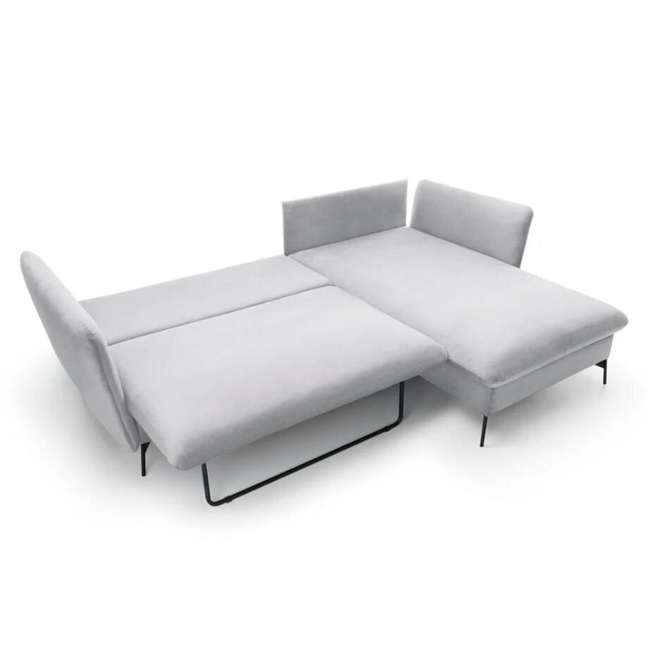 Narożnik z funkcją spania LINDA VELVET szary prawy/lewy