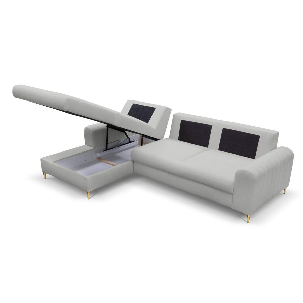 Elegancki narożnik MANGO z funkcją spania lewy - kolor popiel