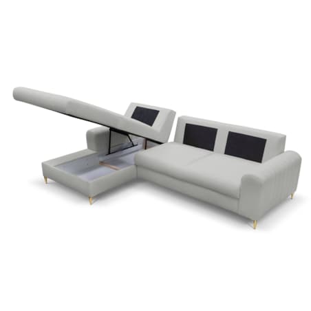 Elegancki narożnik MANGO z funkcją spania lewy - kolor popiel