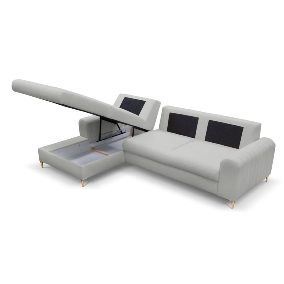 Elegancki narożnik MANGO z funkcją spania lewy - kolor popiel