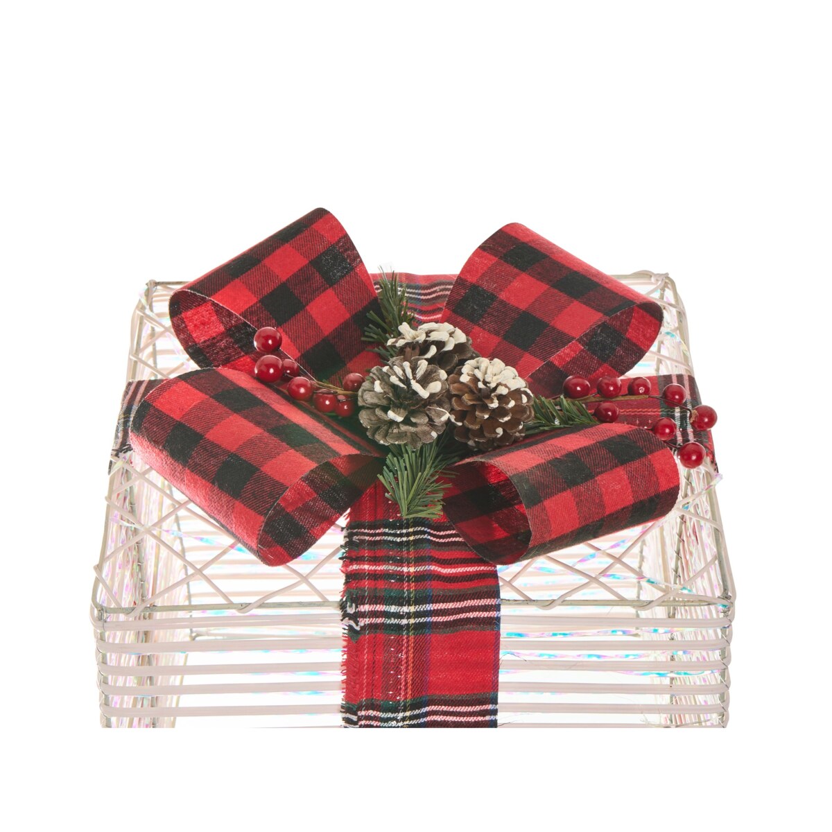 Zestaw 3 dekoracji świątecznych LED MANGEN Prezenty świąteczne 20/25/35 cm Złamana biel