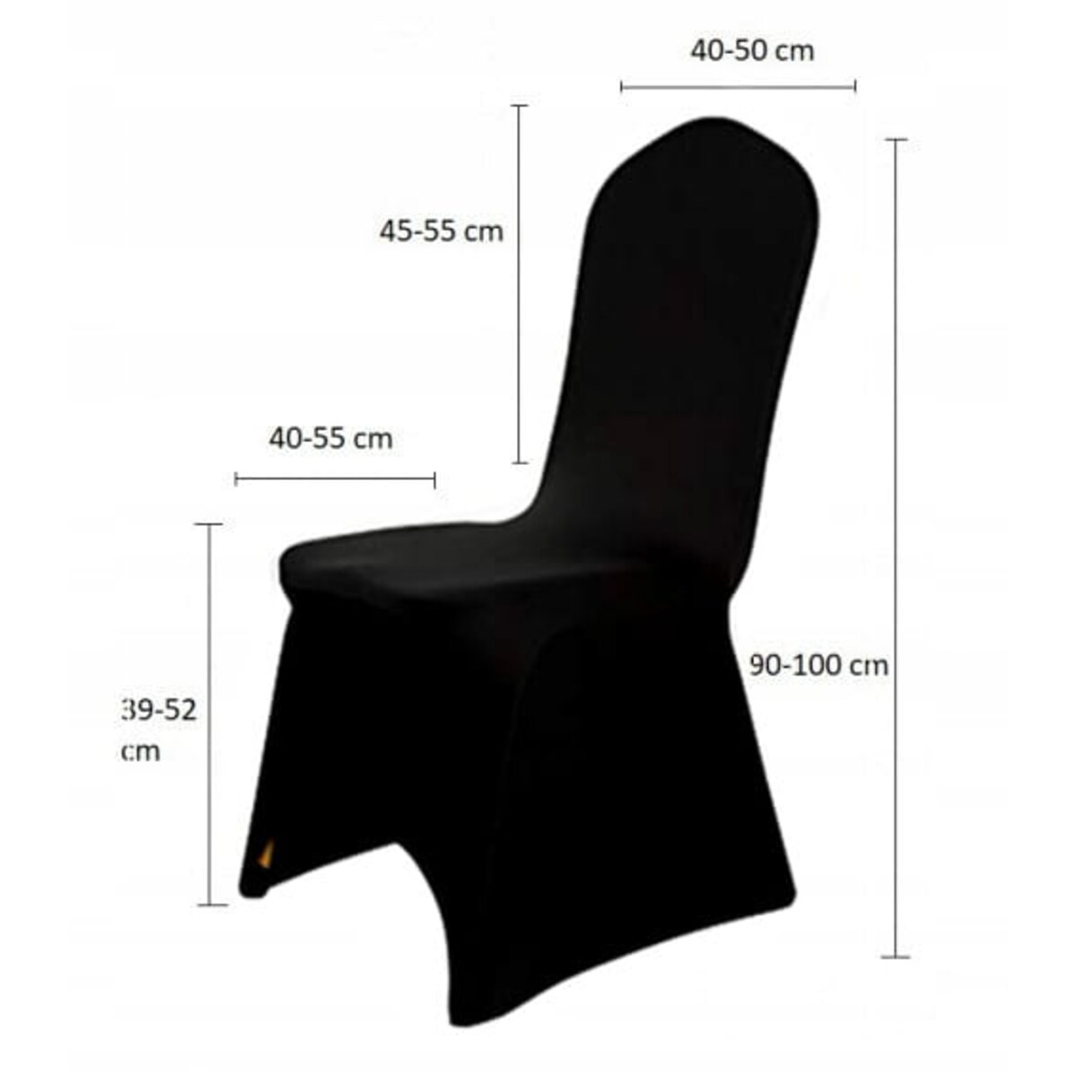 POKROWIEC NA KRZESŁO BANKIETOWE CZARNY 250 g/m2 ŚLUBNY ŚLUB ELASTYCZNY [74S-CZN]