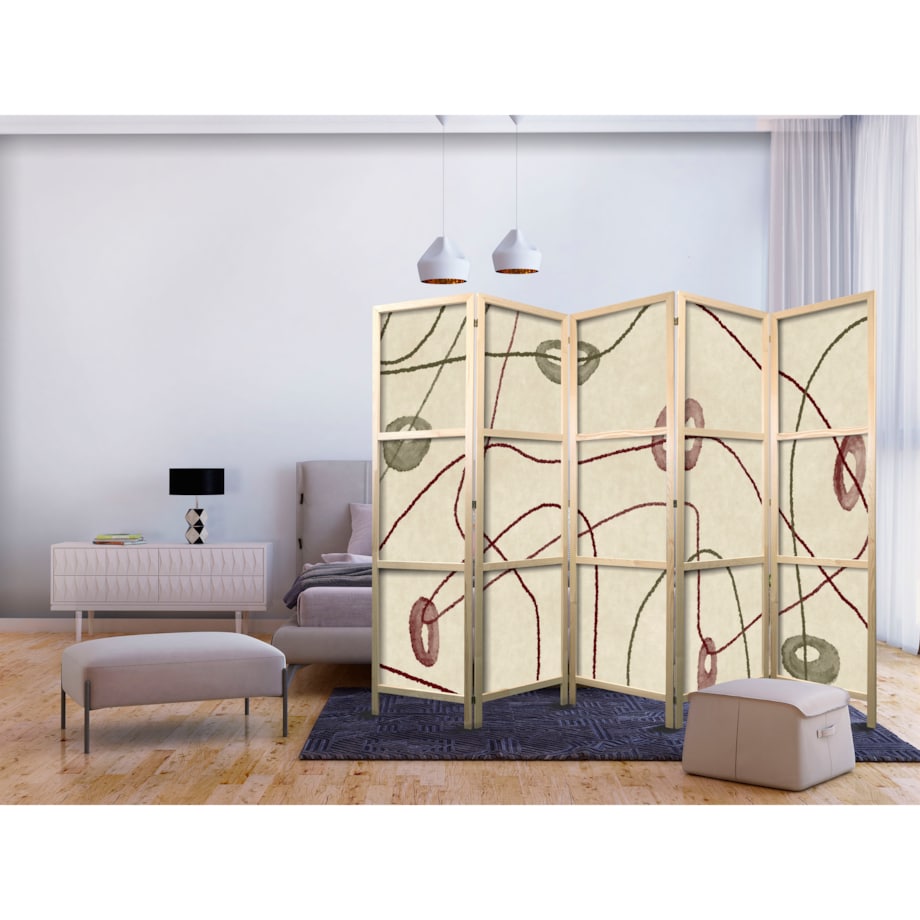 Parawan Japoński 5-panelowy Labirynt Z Koralików 225x172cm